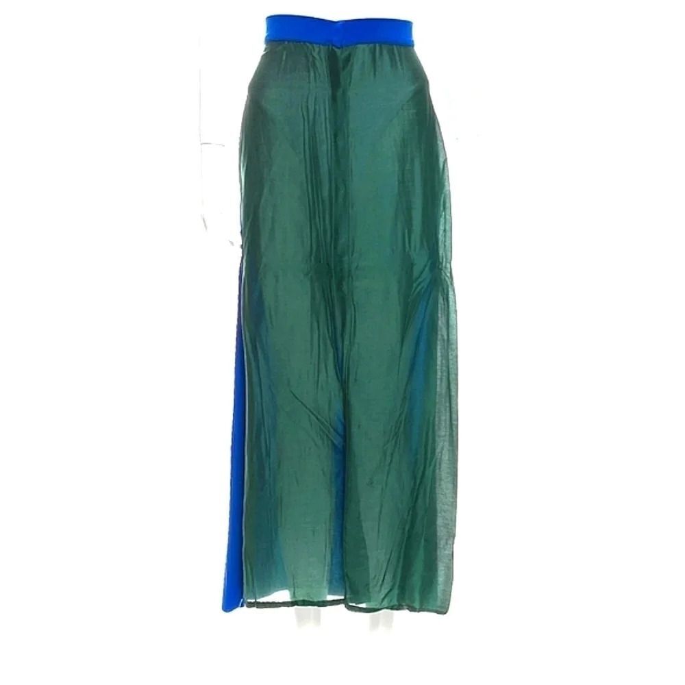 Vintage silk Italy Boho button high waist Coastal Y2k maxi skirt